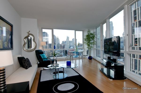 Interior decor of penthouse in New York City