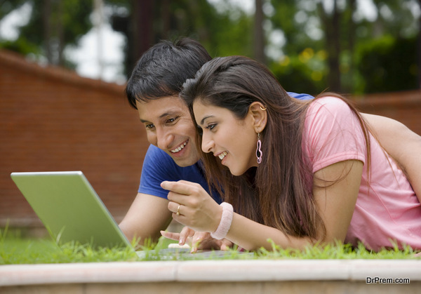 Couple with a laptop