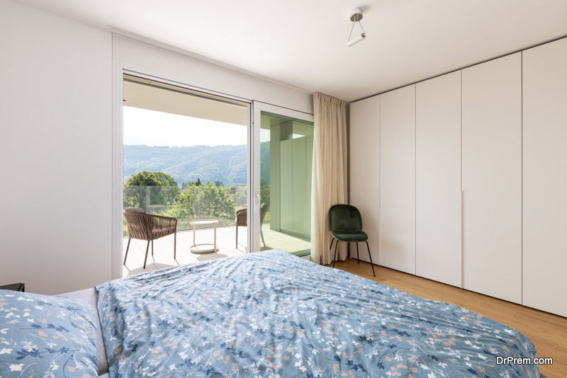 bedroom with balcony