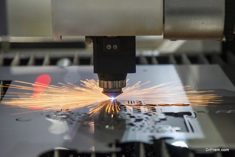 The hi-technology sheet metal manufacturing process by laser cutting machine.